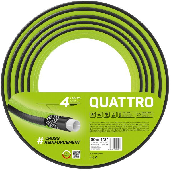 furtun pentru gradina cellfast quattro cu 4 straturi, 1 2 , armat, 50m, protectie uv - imagine 4